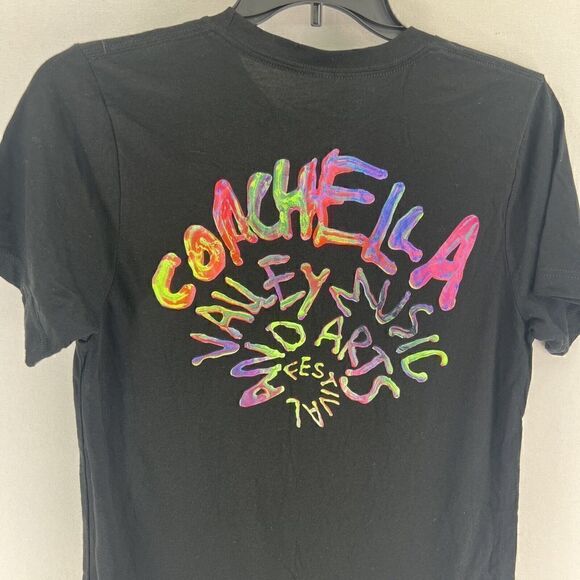 Coachella Women’s Short Sleeve Black Fitted Tee Tie Dyed Graphic Print Size M - Picture 4 of 6